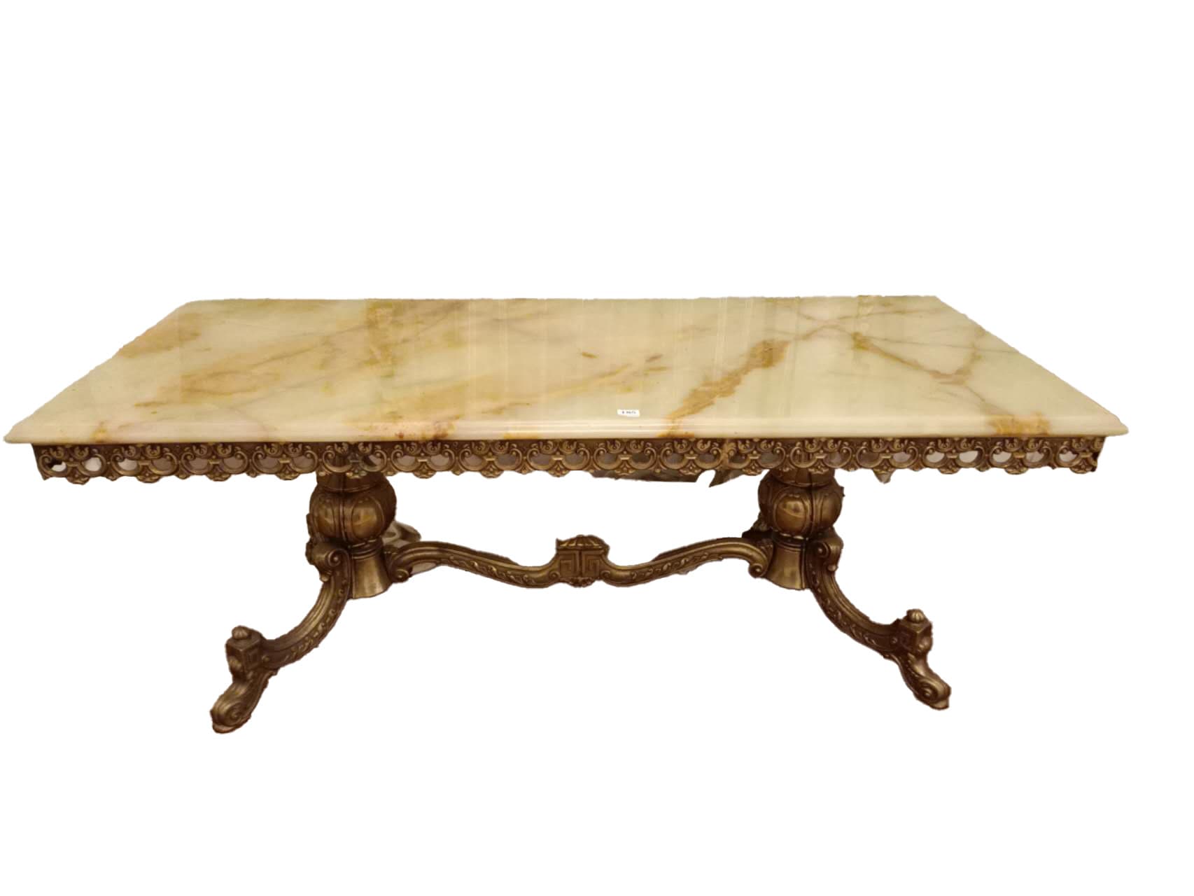Italian 1950's onyx top and brass base tea table