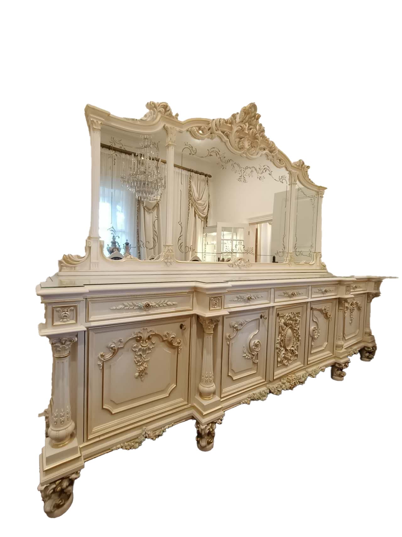 Italian Original Franco Cozzo buffet table with mirror back Cost 40k